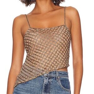 H:ours Louella Top in Brown Mesh and Sequins